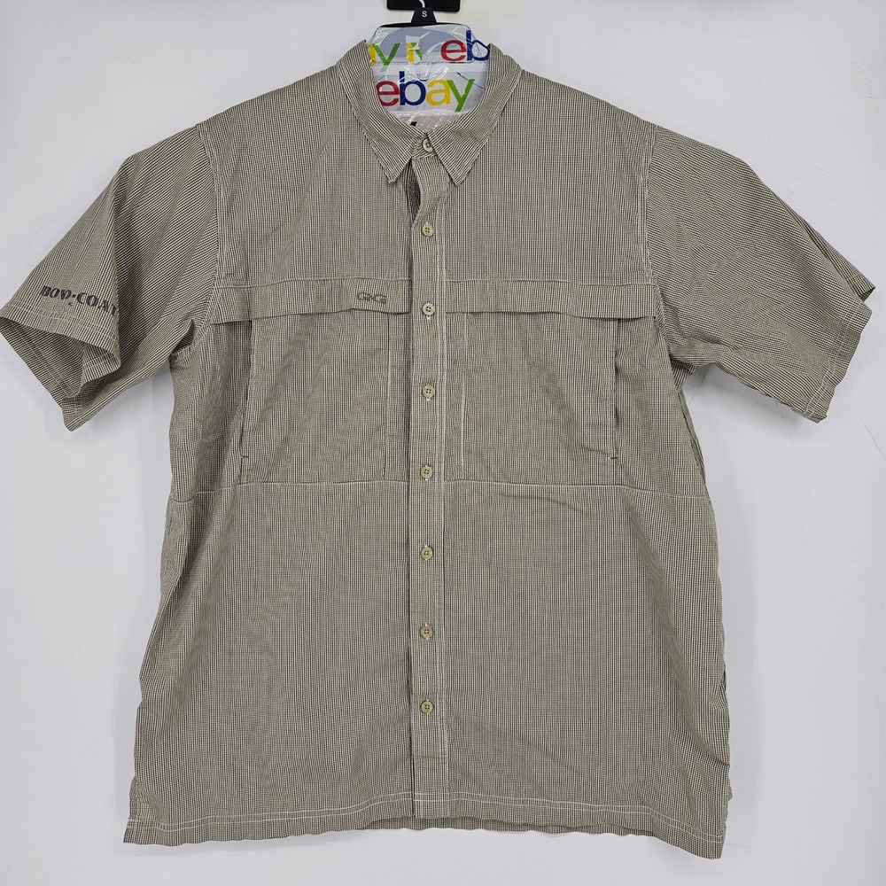 GameGuard Shirt‎ Mens XL White Gingham Checked Vented Fishing Short Sleeve